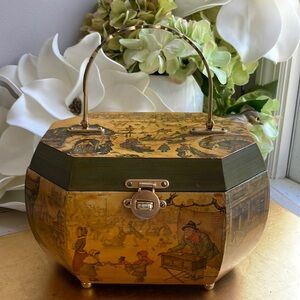 Vintage! 1950’s Anton Pieck Decoupage Wooden Box Street Scene Purse by Miki